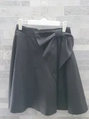 ◇ anatelier アナトリエ 膝丈 フレア スカート 36 ブラック *  【1002799620703】