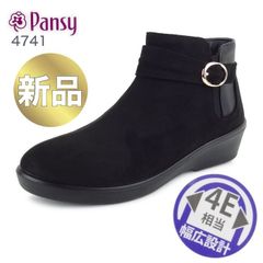 防水 ショートブーツ 秋冬 ブーツ レディース パンジー 4741 幅広 4E 撥水 ブラック 黒 スウェード 抗菌 防臭 軽い 婦人靴 女性 おしゃれ ローヒール 防寒 レイン シューズ あたたかい 23.5cm～25.0cm 防滑 旅行 EEEE