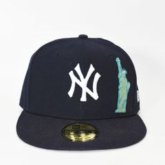 NEWERA ニューエラ 59FIFTY ニューヨーク ヤンキース メンズ ベースボールキャップ 帽子 7 3/8 58.7cm ネイビー 紺 自由の女神 りんご