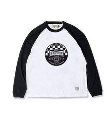●SEVENTY FOUR セブンティーフォー BASEBALL T SHIRT L/S (CHECKER CIRCLE LOGO)ベースボール Tシャツ カットソー チェッカーフラッグ チェッカーサークル【Ｌ/XL】新品