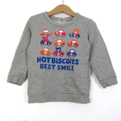 ミキハウス スウェット トレーナー トップス アニマル柄 ホットビスケッツ キッズ 男の子用 100サイズ グレー×青 MIKIHOUSE 【中古】