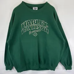 古着 90's/90年代 リー Lee USA製 スウェット ハーレーダビッドソン Harley-Davidson クルーネック 大きいサイズ プリント 2XL  グリーン メンズ
