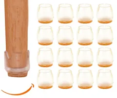 【新着商品】椅子脚カバー チュアーソックス 椅子あしキャップ シリコン Mukeyo クリアー 透明色 騒音 きず防止 滑り止め レフィル付き 丸脚用 16個セット（直径17-21mm対応）