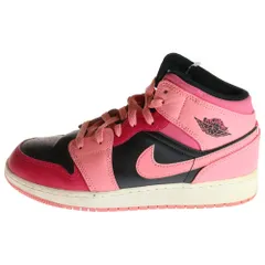 NIKE (ナイキ) ×A BATHING APE GS Air Jordan 1 Mid Coral Chalk ×アベイシングエイプ エアージョーダン1 ミッドカットスニーカー コーラルチョーク レディース 554725-662