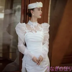 ウェディングドレス ロングドレス スレンダーライン 長袖 二次会 結婚式 前撮り レトロ ビンテージ風 花嫁 ウエディングドレス サテン 海外挙式 ブライダル