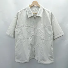 ◇ ⊂Φ Nylaus ナイラス ジップアップ ビッグ 半袖 シャツ サイズL ライトグレー メンズ E  【1501160018533】