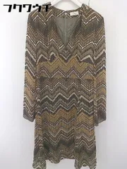 ◇ Otto オットー 総柄 Vネック 長袖 膝下丈 ワンピース サイズ11 ブラウン レディース  【中古】 【1112200006917】のサムネイル