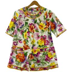 LEONARD レオナール 花柄 クルーネック カットソージャケット sizeM/マルチカラー