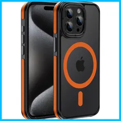【在庫セール】Cakorin iPhone 15 Pro 強力磁気 ケース[10インチ落下ミリタリー保護]MagSafe防振超薄15pro用ケース半透明マグネット耐衝撃マット感ワイヤレス充電対応，オレンジ