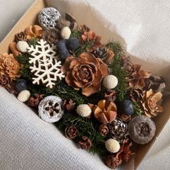 ドライフラワー ドライ ナッツ 木の実 詰め合わせ セットˎˊ˗ クリスマス　クリスマスBOX  　ナチュラルブラウン　ナチュラルクリスマス 　ヒムロスギ　　No.47