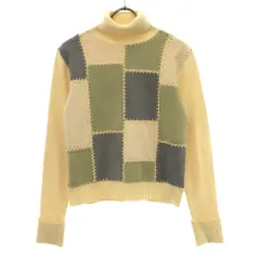 リリーブラウン パッチワーク 長袖 カラーブロック タートルネック ニット FREE ホワイト系 Lily Brown パッチワークニット レディース