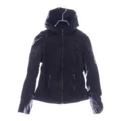 BARNEYS NEWYORK (バーニーズ ニューヨーク) シープスキン ジップアップ フーデッドレザージャケット ブラック レディース 050002のサムネイル