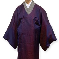 R-1217　和装コート　道行コート　裄64.3センチ　ドット　千代田衿　レディース　着物用