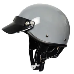 半キャップハーフヘルメットレトロ レンズ内蔵 グレーバイクヘルメット