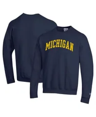 【送料無料】 チャンピオン メンズ パーカー・スウェット アウター Men's Navy Michigan Wolverines Basic Arch Fleece Pullover Sweatshirt Navy