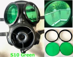 イギリス軍S10ガスマスク用レンズ 緑 グリーン GasMask　外付けリング付