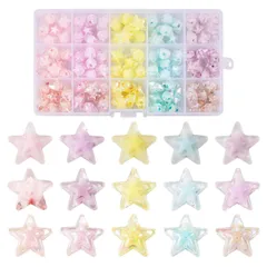【在庫処分】5色 約120個/箱 星型 手芸ビーズ ブレスレット作り 透明 つや消し ネックレス作り ABカラーメッキ ビーズインビーズ アクリルビーズ かわいい クラフト用 ツートン ビーズスペーサー アクセサリーパーツ スタービーズ ジュエリー用 DIY
