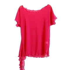 シアートップス シースルー レディース バレエ ダンス ヨガ 透ける メッシュ サイド結び 腰リボン 半袖 ジュニア 大人 おしゃれ 黒 白 赤 紫 水色 青 xh0121