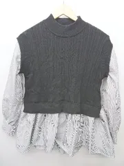 ◇ Te chichi テチチ ハイネック ストライプ 長袖 ブラウス カットソー サイズF ブラック ホワイト レディース P  【1407260016298】