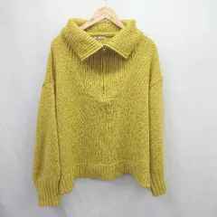 ◇ ⊇ JaVa ジャバ ハイネック フロントジップ 長袖 ニット サイズXL イエロー レディース E  【1506230028320】