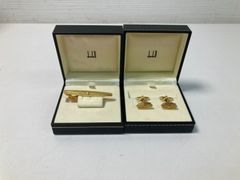 【９】Dunhill ダンヒル カフスボタン＆ネクタイピンセット