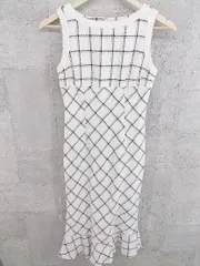 ◇ 組曲sis チェック ノースリーブ ロング ワンピース 1 ホワイト * 【1002799843751】