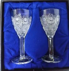 Bohemia ボヘミア クリスタルガラス ワイングラス 2個セット 専用ケース付き　088
