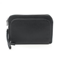 プラダ PRADA セカンドバッグ クラッチバッグ VR0051 ブラック サフィアーノレザー セカンドバッグ メンズ Used A
