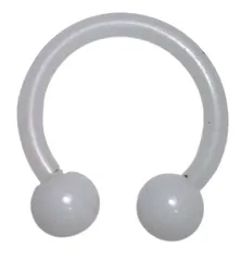 アクリルボディピアス サーキュラーバーベル ホワイト 16G 内径 10mm ファーストピアス 眉 軟骨 リップ ボール 安い 可愛い