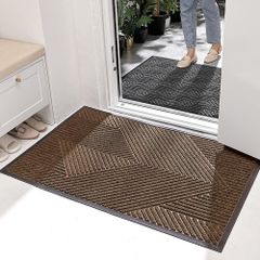 【迅速発送】Forhomelife 玄関マット 屋外 泥落とし 入口マット 室内 おしゃれ ドアマット 滑り止め 業務用 家庭用 エントランスマット オフィス お店 洗える 45x75cm ブラウンタイプ2