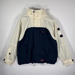 古着 00’s/00年代 トミージーンズ TOMMY JEANS ナイロンジャケット 袖ビッグロゴ 収納付きフード L  ネイビー メンズ