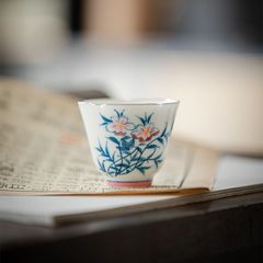 茶杯 花房 手描きの花 中国茶器 陶磁 台湾茶器 中国茶