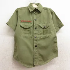 古着 半袖 ビンテージ ボーイスカウト シャツ キッズ ボーイズ 子供服 70s 濃緑 グリーン 24aug20