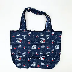 スヌーピー ナイト＆スリーブネイビー 折りたたみエコバッグ(M) SNOOPY