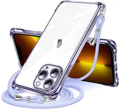 【特価セール】iPhone 13 Pro 用 ケース クリア ショルダー iphone13pro 用 スマホケース アイフォン13Pro カバー 肩掛け 斜めかけ 縄掛けケース 透明 TPU 薄型 軽量 耐衝撃 紐付き 斜めがけ 織りストラップ付き ネックスト