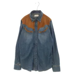 SAINT LAURENT PARIS (サンローランパリ) スエード切替 ウエスタンデニム長袖シャツ インディゴ 551913 YZ880のサムネイル