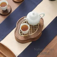 【新品未使用】壺承 茶盤 中国茶 台湾茶 中国茶器 茶道具 ウォルナット 茶道 ほうじ茶 茶器　木製 jhscp78