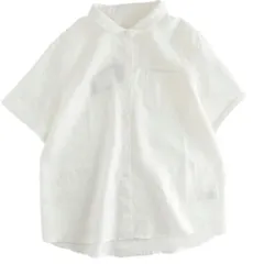 ☆ ホワイト ☆ XL ☆ 半袖シャツ トップス レディース ブラウス 無地 シャツ ブラウス リネン 半袖 レディース シャツブラウス レディースブラウス レディースシャツ 半袖シャツ 半袖ブラウス カジュアルシャツ 前開き 着心地いい 通気性