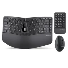 新品 Perixx ぺリックス PERIDUO-606 エルゴノミクスキーボード マウス テンキー 三点セット キー分割型 調節可能パームレスト付き チルトホイール搭載 メンブレン式 英語配列【正規品】 (ワイヤレス)のサムネイル