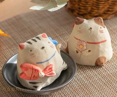 花猫香炉/赤鯛猫香炉 香立 香皿 手作り ネコ　ねこ 可愛い アロマ お香 癒やし 雑貨 おしゃれ 飾り 玄関飾り 開運インテリア ギフト プレゼント 贈り物