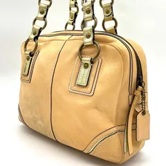 ?良品? COACH コーチ ハンドバッグ トートバッグ レザー 革 ベージュ 肌色 チェーン