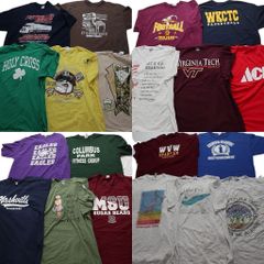古着卸 まとめ売り カラーmix プリント 半袖Tシャツ 20枚セット (メンズ 2XL ) チームロゴ ワンポイント 英文字プリント 中古 古着 NA7008