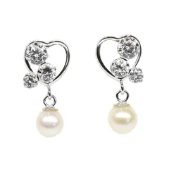 K10WG　10金ホワイトゴールド　淡水パール/ＣＺ　ピアス