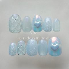 パステルブルーなちゅるるんネイル⋆*