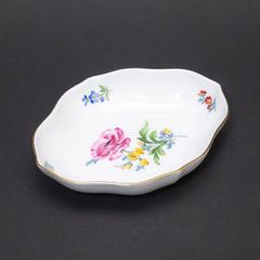 マイセン 散らし小花 皿 プレート 金縁取り 未使用品 美品 花柄波型