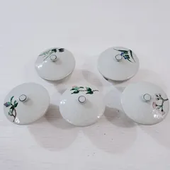 有田焼 五草花 蓋付汲出揃 5客揃　清秀　湯呑み　茶碗　お吸い物　味噌汁