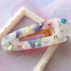 ハンドメイドレジンアクセサリー　ヘアクリップ　パステルフラワー