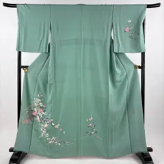 付け下げ 加賀友禅 落款入り アクアグリーン色 正絹 反物 付け下げ 加賀友禅 落款入り アクアグリーン色 正絹 反物 付け