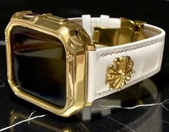 アップルウォッチバンド 　ゴールド　ホワイト　レザーベルト Apple Watch保護カバーケース