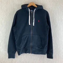 POLO by RALPH LAUREN ジップパーカー　ポロラルフローレン フルジップ パーカー スウェット ワンポイントロゴ ロゴ刺繍 ネイビー Mサイズ メンズ 古着 ストリート アメカジ